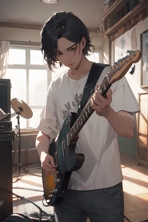 Illustration of a person playing guitar